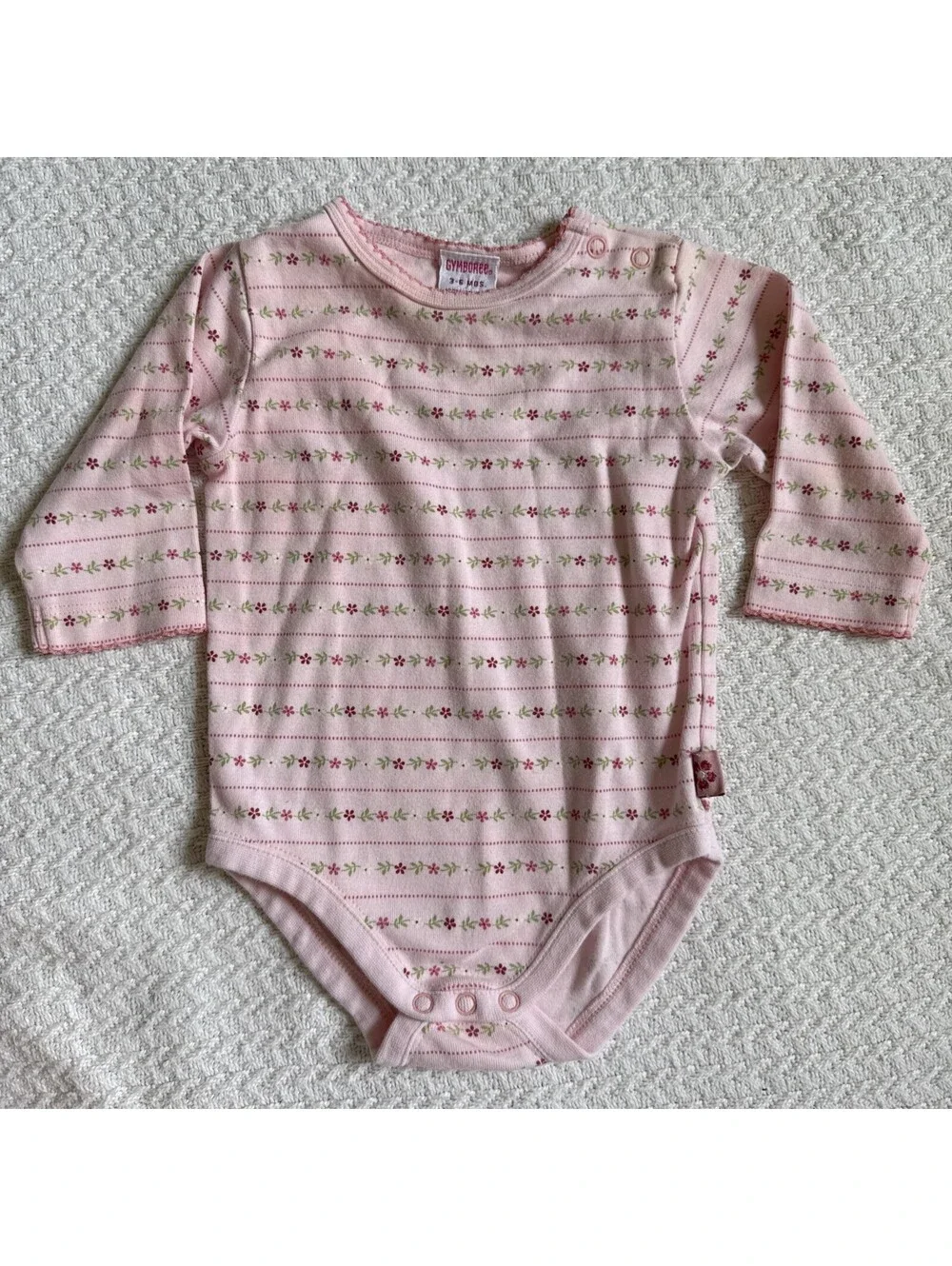 GYMBOREE Vintage Y2K 2001 Long Sleep Floral Stripe Bodysuit 3-6M Layette Infant